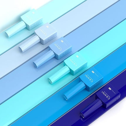 CANNI Blue Gel Nail Polish Set – 6 Colors 9ML Baby Royal Light Blue – Aquarius Ocean-Inspired Summer Gel, Soak Off UV LED Polish for DIY Manicure, Home or Salon Use