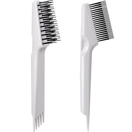 Yaomiao 2 Pcs Hair Brush Cleaner Tool 2-in-1, Gray Hairbrush Cleaner for Removing Hair Dust, Mini Comb for Removing Dirt, Home Salon Use
