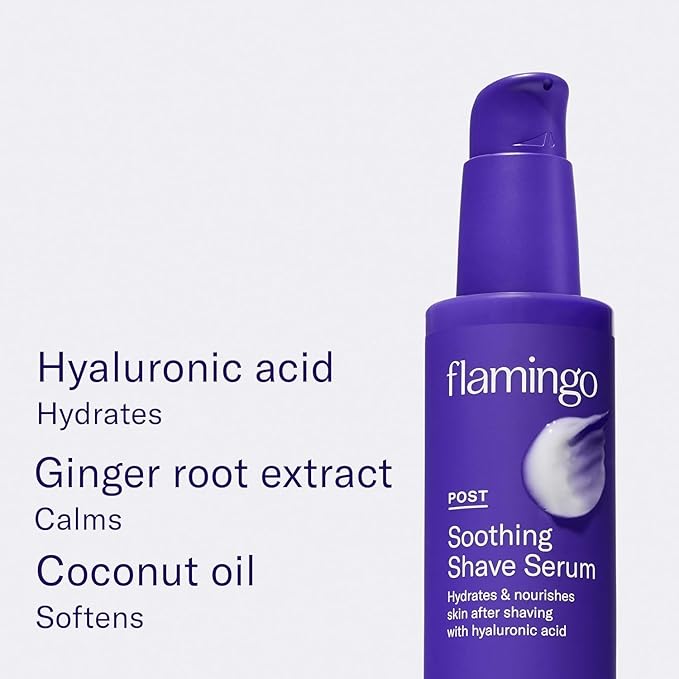 Flamingo 3-Step Shaving Set for Women - Smoothing Prep Scrub, Nourishing Shave Oil, and Soothing Post Shaving Serum - Glow Shave Collection