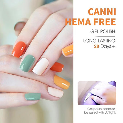 CANNI Orange Gel Nail Polish Set – 6 Colors (Fire Orange, Yellow, Amber, Pumpkin, Sunset), 9ML Soak Off UV LED Nail Gel Kit for Fall Nail Art & DIY Manicure
