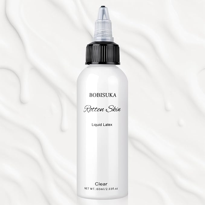 Halloween Liquid Latex SFX Makeup(2 fl oz) – Fake Skin & Wounds for Zombie, Clown, Vampire Costume, Cosplay, Special Effects Scars, Cuts Make Up for Face and Body, Fast-Dry, Non-Toxic, (Clear)