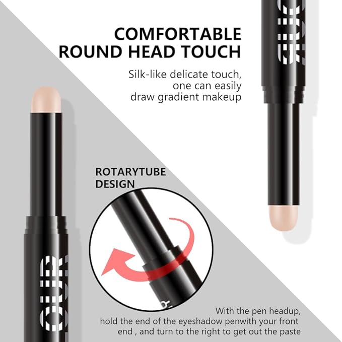 Nude Beige Smoky Cream Eye Shadow Stick Makeup for Women, Nude Beige Smoky Matte Eye Shadow Brightener Stick for Eyes, Waterproof Eyeshadow Pencil Applicator Blendable for Eye Highlight 01