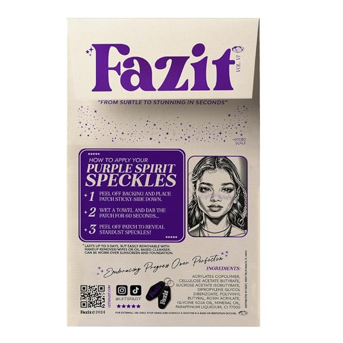 Fazit Makeup Patches - Face Makeup Patches - Beauty Face Makeup - Purple Speckles - Waterproof Purple Speckles - Temporary Face Purple Speckles For Women - 6 count