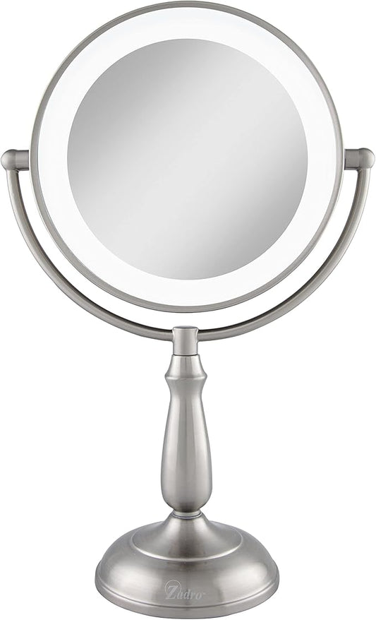 Zadro 11" Makeup Mirror with Lights and Magnification Dimmable Touch LED Lighted Makeup Mirror with Magnification