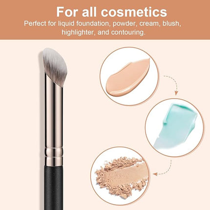 TEOYALL Mini Nose Contour Brush, Synthetic Under Eye Concealer Brush for Blending Setting Buffing with Liquid, Cream and Powder Cosmetic (370S)