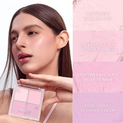 Dasique Blending Mood Cheek #02 Cool Blending l Cruelty-Free l 4 Blendable Shades in Lightweight, Long-lasting, Smooth Powder