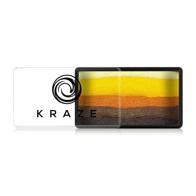 Kraze FX Dome Stroke - Daffodil by Linnea (25 gm), Professional 1-Stroke Split Cake, Hypoallergenic, Non-Toxic, Water Activated Face & Body Painting Makeup Supplies for Kids Safe Adults
