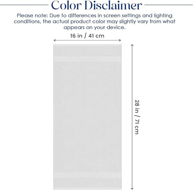 DAN RIVER 6-Pack Premium Hand Towels (16x28 Inches) - 100% Cotton, Ultra Soft, Lightweight, Highly Absorbent Towels for Bathroom, Spa, Gym, Salon, Hotel, and Travel - White