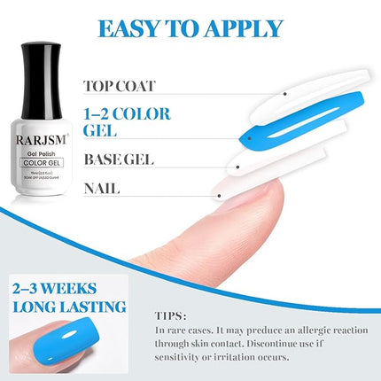 RARJSM Sky Blue Gel Nail Polish 1PCS 15ML Long Lasting Opaque Light Soft Blue Milky Creamy Gelpolish Soak off U V Curing Required Nail Art French Manicure Salon DIY at Home