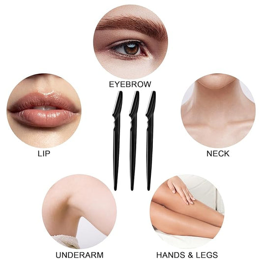 21 Pcs Eyebrow Razors, Face Razors Multipurpose, Exfoliating Dermaplaning Tools, Eyebrow Trimmers Shaver with Safety Cover, Facial Hair Removal for Women Men Body Use (Black)
