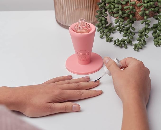 tweexy Hinge Untippable Nail Polish Bottle Holder | Anti-Spill Nail Polish Holder Stand, Tilted, IntelliStick Airlock Suction | Fingernail Painting, Nail Art Tools | Nail Polish Accessories (Blush)
