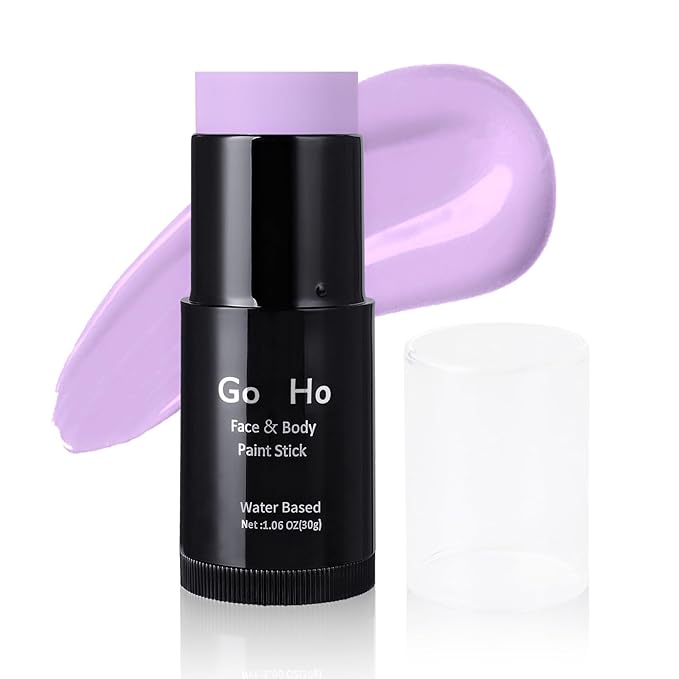 Go Ho Pastel Purple Face Body Paint Stick,Water Based Washable Lavender Face Paint Stick,Non-toxic Full-coverage Cream Light Purple Body Paint for Halloween Ursula Costume Cosplay SFX Makeup