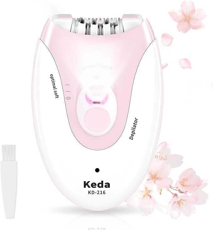 Epilator for Women - 2 Speeds Smooth Skin Face Epilators with LED - Long-Lasting Cordless Electric Tweezers Hair Remover for Armpit/Leg/Bikini Area/Arm/Facial Epilator Hair Removal for Women