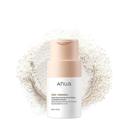 ANUA RICE ENZYME BRIGHTENING CLEANSING POWDER, Rice Mask, Ceramide, Gentle Face Wash for Brightening, Radiant Skin, Facial Cleanser for Dry Skin, Korean Skincare, Fragrance Free, 40g/1.41fl.oz.