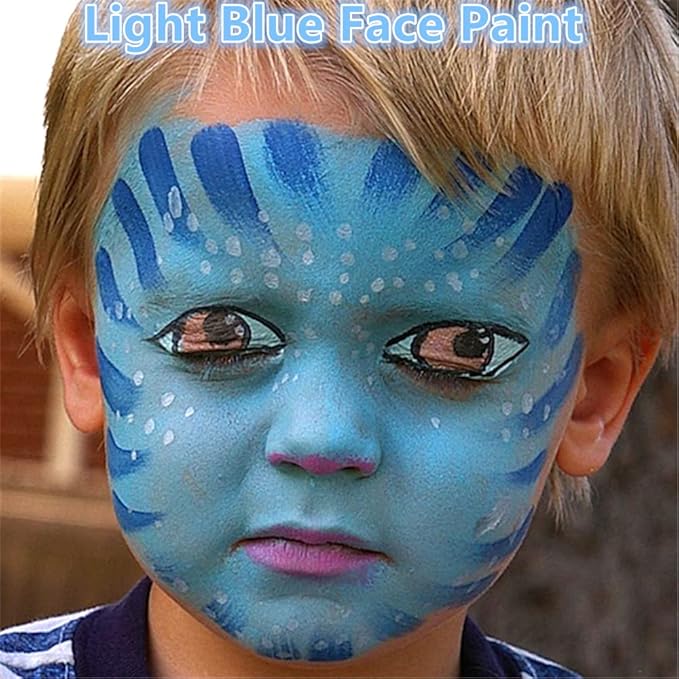 Go Ho Makeup Sky Blue Cream-Blendable Stick - Body Paint Professional SFX Makeup,Safe Facepaint Nose&Lip Smacking for Halloween（Sky Blue）
