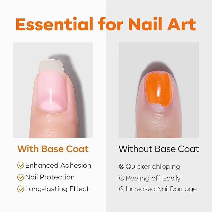 modelones Hema-Free Gel Base Coat, No Wipe Base Coat Gel Nail Polish Hypoallergenic Clear Color Long Lasting Glossy for Weak Nails Protect Soak Off Home Salon Gif Girls Woman Manicure U V/LED Needed