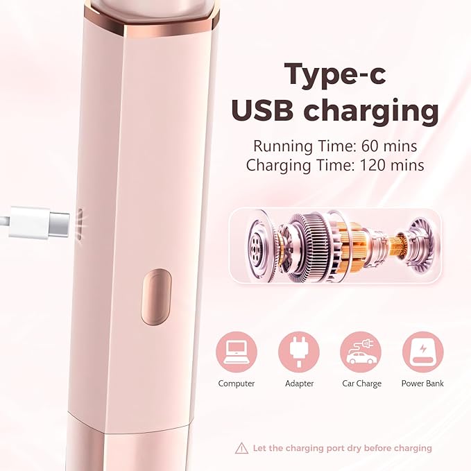 Bikini Trimmer for Women, 2 in 1 Electric Razors for Women, IPX7 Waterproof, USB Rechargeable Wet and Dry Shaver, Suitable for Hair Removal All Over The Body