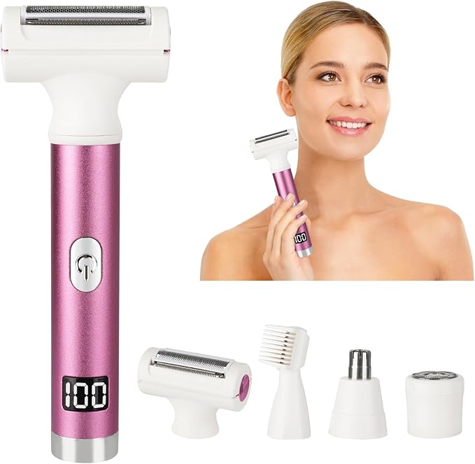2025 Led Display Electric Razor,Beauty Women's Wet & Dry Electric Shaver, Painless 4 in 1 Painless Body Razors,Cordless 3-Blade Ladies Shaver for Legs, Arm, Underarms, Bikini (Purple)