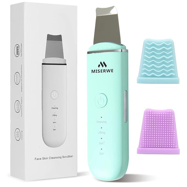 Skin Scrubber Face Skin Spatula Facial Scrubber Spatula Pore Cleaner with 4 Modes (Green)