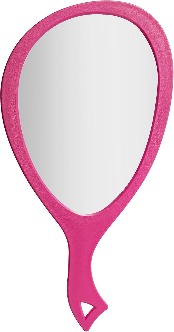 Zadro Large Hand Mirror with Handle Salon Mirrors for Hair Stylist, Big Handheld Mirror Makeup Mirror Wall Mounted Hang (1, Bright Pink, Medium: 15" x 8")