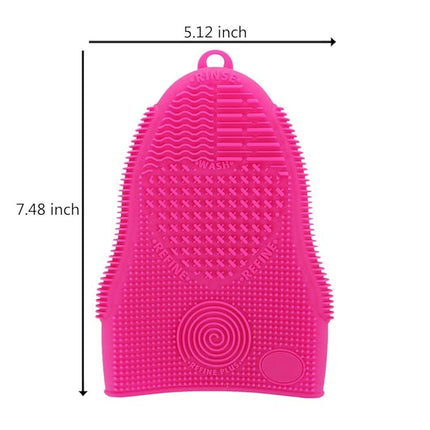 Makeup Brush Cleaner Glove Mat Mitt Silicone Cosmetic Cleaning Scrubber Tool Face Brushes and Eye Brush Washing Pad Pink (Rose Red)