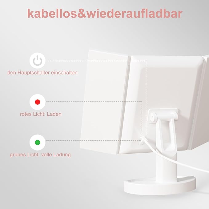 S'bagno LED Makeup Mirror with 1X/2X/5X Magnification, Dimmable Light, Rotation for Beauty, Makeup, Skincare & Grooming