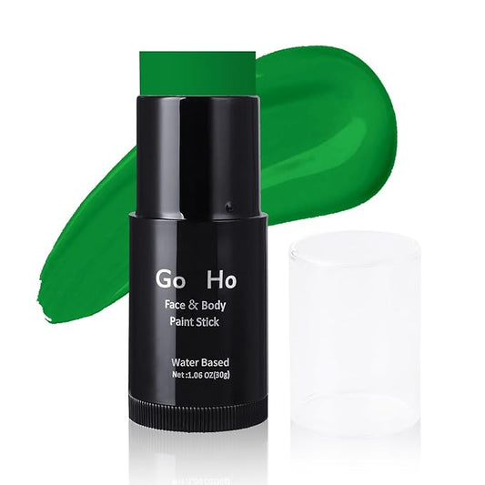 Go Ho Dark Green Face Body Paint Stick,Water Based Washable Green Face Paint Stick,Full-coverage Cream Green Body Paint for Halloween Cosplay SFX Witch Hulk Makeup,St Patricks Day Accessories