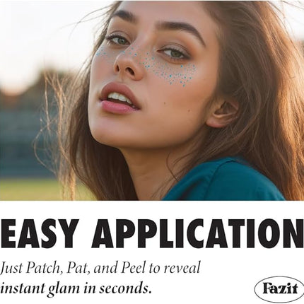 Fazit Makeup Patches - Aloha Blue Speckles - Glow Up Make-Up Patches - Cute Glitter Makeup Accessories for Women - Cosmetic Glitter for Face