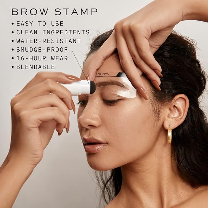 MADLUVV Brow Stamp Kit with Brow Stencils – Easy Eyebrow Shaper for Natural-Looking Brows – Popular Eyebrow Stencil Kit Used by Professionals – 9 Shapes, Spoolie, Travel Bag & Stamp (Blonde)