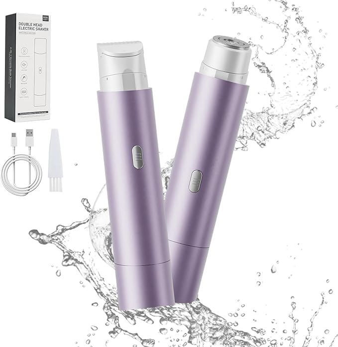 2 in 1 Womens Razors Shaver Bikini Tnimmer, Women Electric Razors for Shaving Underarms Leg Pubic Facial Hair Removal for Waterproof Wet and Dry IPX8
