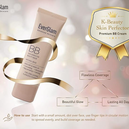K-Beauty Skin Perfector Korean BB Cream, Light Medium - Flawless, Natural Glow in Seconds | Multi-Function Tinted Moisturizer: Stays On All Day, Dewy, Water-Resistant, Oil-Controlling