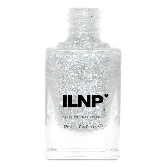 ILNP Tinsel - Metallic Silver Flakie Topper Nail Polish, Chip Resistant, 7-Free, Non-Toxic, Vegan, Cruelty Free, 12ml