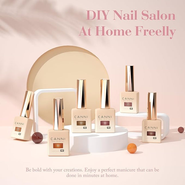 CANNI Brown Jelly Gel Nail Polish Set – 6 Colors 9ML Translucent Coffee, Mocha, Caramel Shades – Soak Off UV LED Gel for Fall Nails, High Gloss DIY Manicure, Salon Use