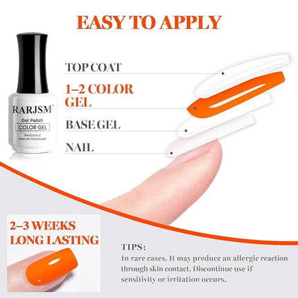 RARJSM Neon Orange Gel Nail Polish 1PCS 15ML Long Lasting Opaque Bright Fluorescent Orange Milky Creamy Gelpolish Soak off U V Curing Required Nail Art French Manicure Salon DIY at Home