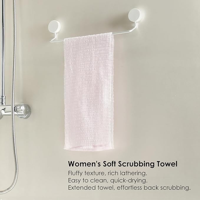 SHIMOYAMA Body Wash Towel, Exfoliating Shower Towel, Bath Loofah, Body Scrubber (Pink)