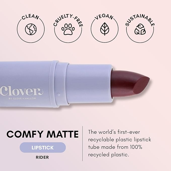 Clover Comfy Matte Lipstick | Non Drying Lipstick, Moisturizing And Lightweight, High Pigmented Lipstick | Cruelty-Free & Vegan Lip Makeup | Shade - Rider