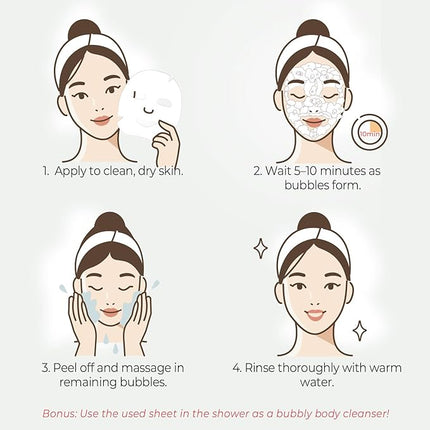 Pioom Bichon Bubble Cleansing Mask, foaming facial mask, Pore Deep Cleansing, Gentle Face cleansing mask, Pack of 10,