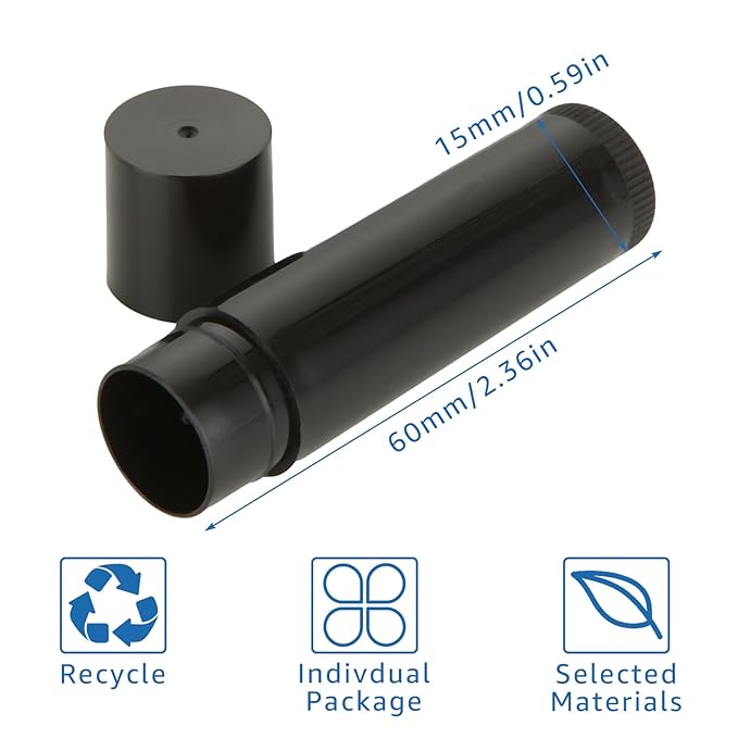CertBuy 100 Pack Lip Balm Tubes, 5ml / 5g Empty Lip Balm Tubes with Cap Black, for DIY Make Up (69 x 17 MM)