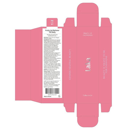 Laka Fruity Lip Glotioner, 10ml/0.33 fl.oz, Lip Gloss with High Shine Vivid Colors, Jelly tip for Hygienic & Easy Application, K-Beauty (#701 Dolly)