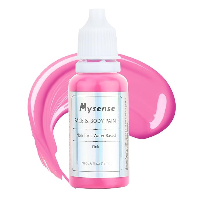 Mysense Hot Pink Face Body Paint,Water Based Washable Cream Body Painting for Adults and Children Halloween Costume Cosplay SFX Makeup,0.6oz
