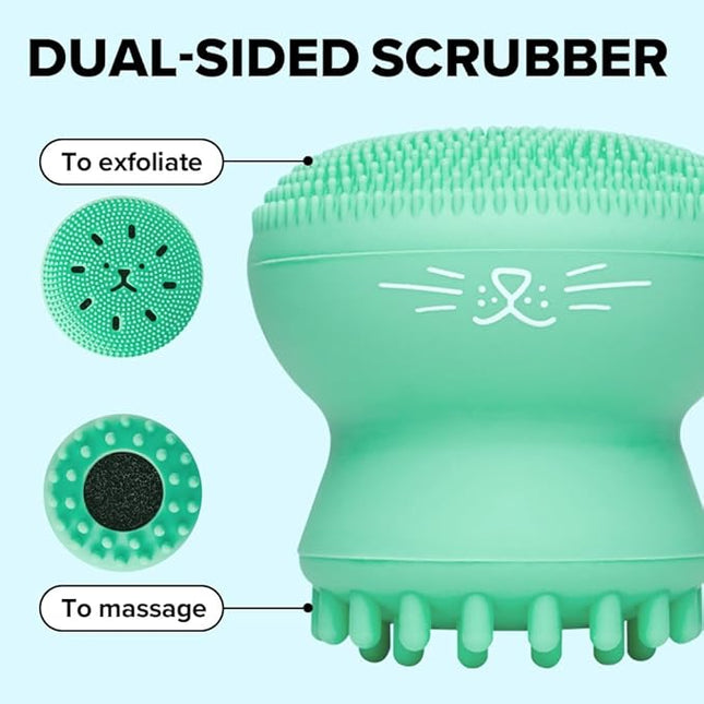 I Dew Care Cleansing Tool - Pawfect Face Scrubber | 3-in-1 Cute Silicone Pore Cleanser, Exfoliator, and Massager with Sponge