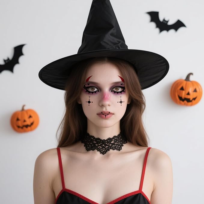8Pcs Halloween Devil Face Tattoo, Face Temporary Tattoos Face Temporary Tattoo Sticker, Halloween Makeup Tattoo Stickers for Women, Men, Kids, Festival, Cosplay, Halloween