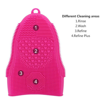 Makeup Brush Cleaner Mat Mitt Glove Silicone Cosmetic Cleaning Scrubber Tool for Face Brushes and Eye Brush Washing Pad Pink