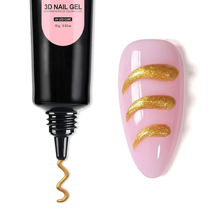 GAOY Gold 3D Nail Gel, 15g Sculpting Gel for 3D Nail Art Designs Carving, Molding, Painting, No Wipe Gel for Gems & Charms Decoration, Salon DIY Use
