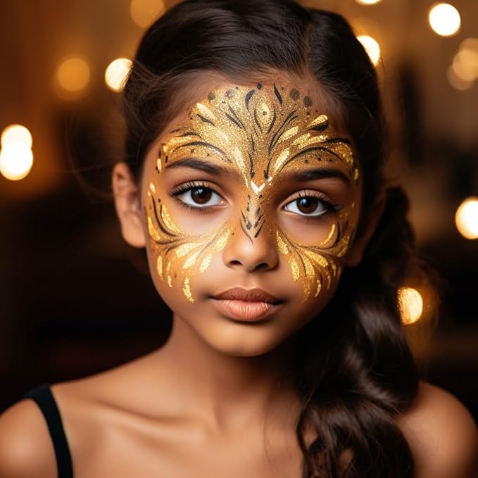 CCbeauty Gold Face Paint Stick, Metallic Face Painting Kit, Full Coverage SFX Makeup Foundation, Professional Non-Toxic Body Paint for Halloween Costume Party, For Wonder Women, Iron Man Makeup