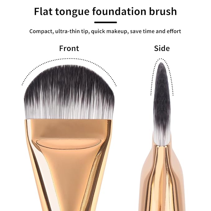 MAANGE 14-Piece Makeup Brush Set with Aluminum Ferrule- Premium Synthetic Makeup Brushes Kit Foundation Brush Eye Shadow for Beginners & Professionals(Gold and Silver)