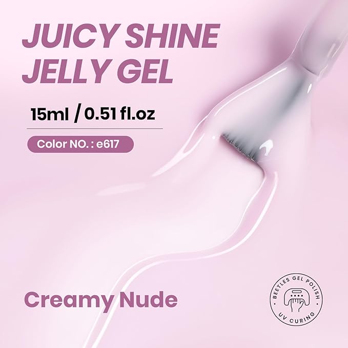 Beetles Nude Gel Nail Polish - 15ml Nude Purple Jelly Gel Polish Neutral Nail Polish Nail Concealer Sheer Translucent Effect Soak Off UV French Nail Art Manicure Salon DIY Gifts for Women