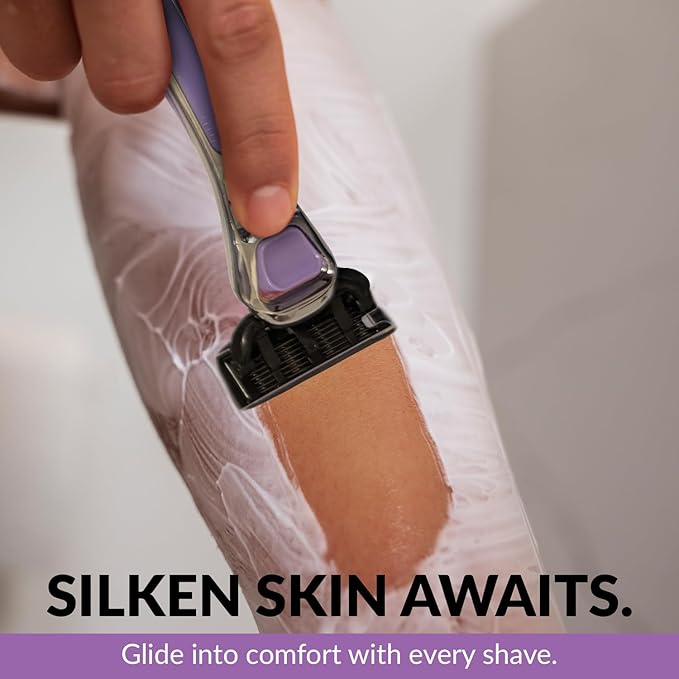 Women’s Razor with 2 Handles & 10 Razor Refills – 7 Blade Reusable for Smooth Shave – Sensitive Skin Safe – Facial & Body for Women