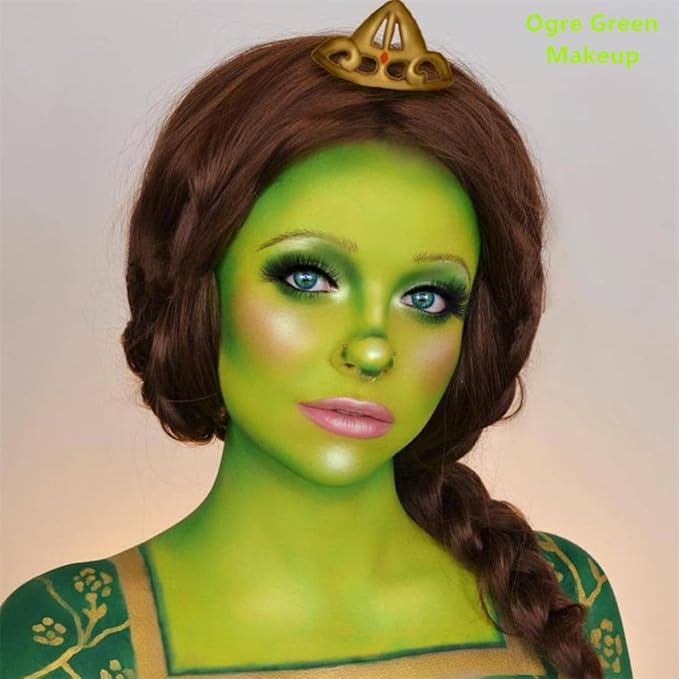 Go Ho Ogre Green Face Paint Stick,Water Based Washable Face Body Paint,Non-toxic Full-coverage Cream Ogre Green Body Paint for Halloween Costume Cosplay SFX Alien Makeup