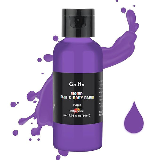 Go Ho Makeup Purple Body Paint(2.1 oz),Water Based Purple Face Paint and Body Paint for Airbrush Makeup Special FX, Cosplay, and Halloween Make up